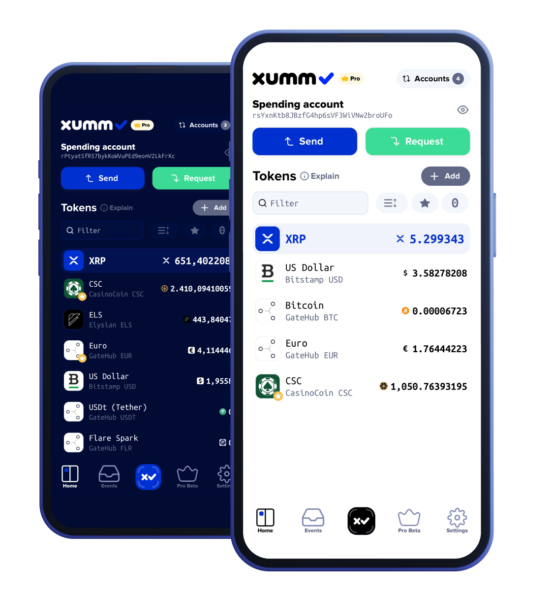The home screen of Xumm Wallet