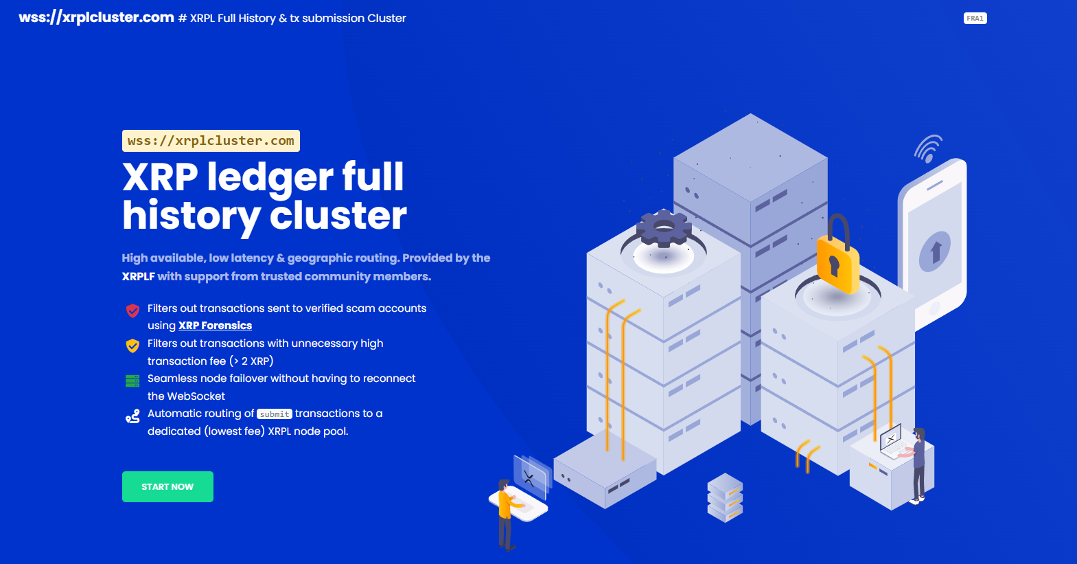XRPLCluster provides a reliable, low-latency, globally-routed XRP Ledger network with enhanced security features.