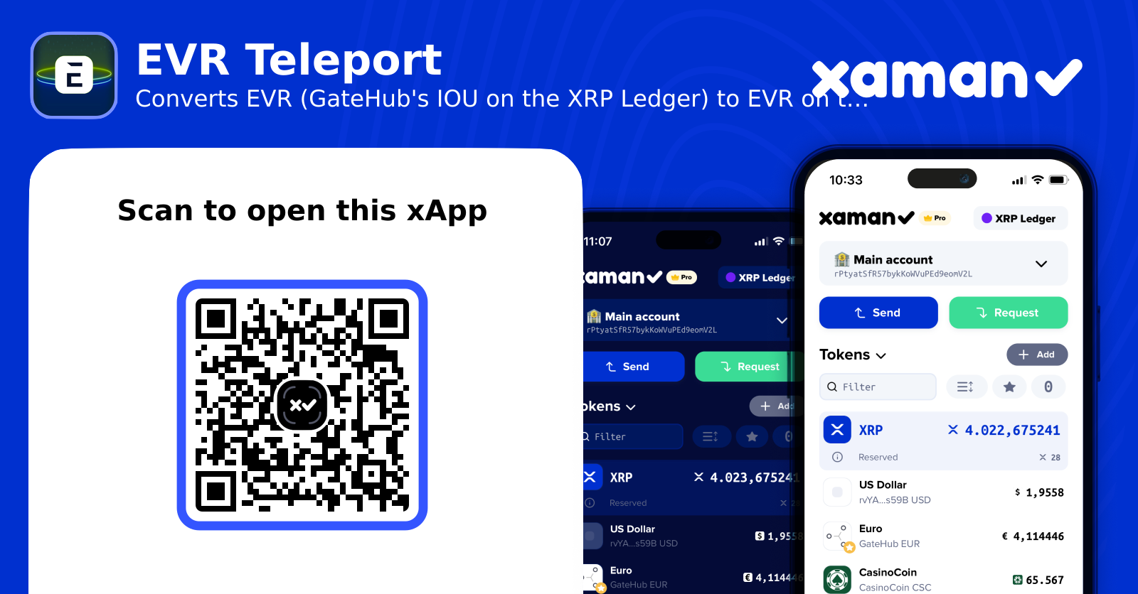 Open Xumm xApp: EVR Teleport